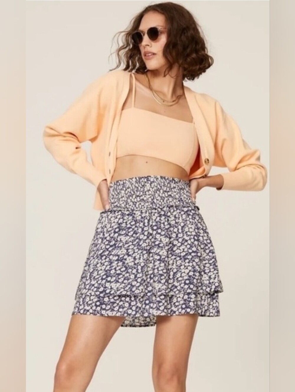Rails Addison Mini Skirt Size XXS XS Navy Camellia Ditsy Floral Coquette Girly